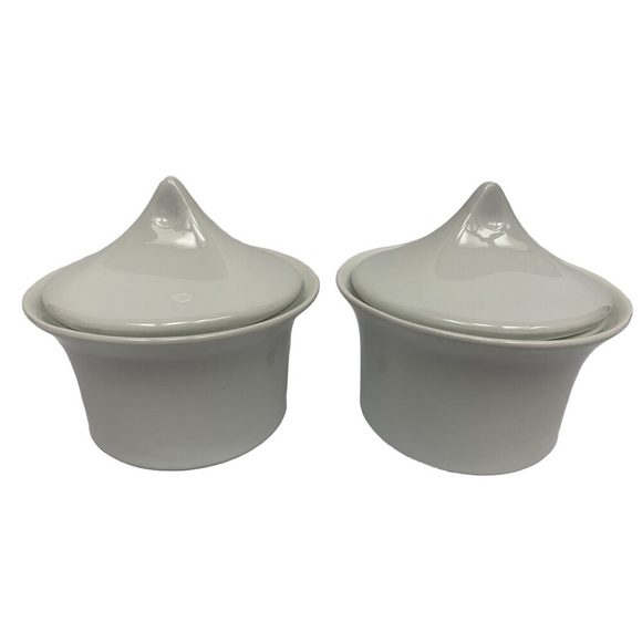 Unbranded Other - Vintage White Porcelain Lidded Sugar Containers Kaiser Style Set‎ Of 2